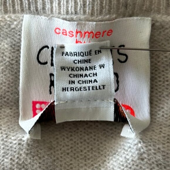 Clements Ribeiro Light Gray with Baby pink Stripes Cashmere Sweater Sz S - Picture 4 of 8